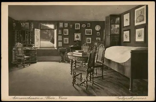 Ansichtskarte Assmannshausen am Rhein-Rüdesheim (Rhein) Krone - Zimmer 1927