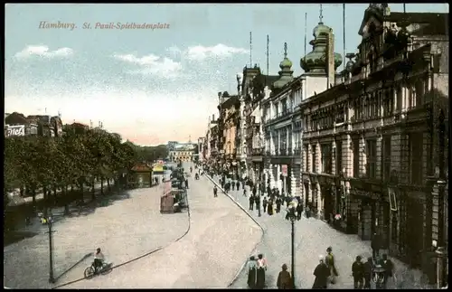 Ansichtskarte St. Pauli-Hamburg Spielbudenplatz Straßen Ansicht 1910