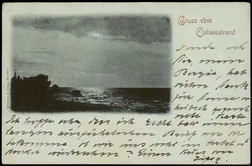 Gruss vom Ostseestand (Mondschein) Ostsee Baltic Sea 1897 Luna