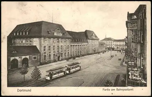 Ansichtskarte Dortmund Partie Bahnpostamt Tram 1923   nachkrieglich Feldpost