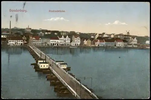 Sonderburg Sønderborg Pontonbrücke, Häuser Zeile, Stadtteilansicht 1914