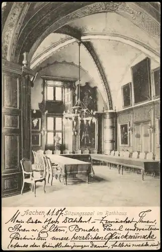Ansichtskarte Aachen Rathaus Sitzungssaal Innenansicht 1907