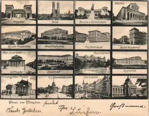 Ansichtskarte München Stadtteilansichten 2 teilige Klappkarte 1904