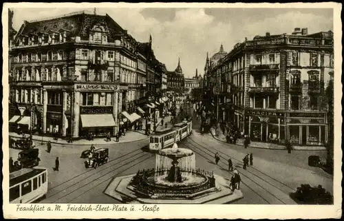 Frankfurt am Main Friedrich-Ebert-Platz, Geschäfte - Straßenbahn 1952