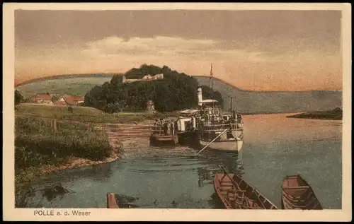 Ansichtskarte Bodenwerder-Polle Schiffe/Schifffahrt - Dampfer - Stadt 1923