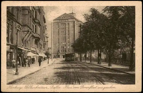 Ansichtskarte Hamburg Straße, Straßenbahn - Ballin-Haus 1926