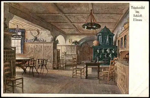 Ansichtskarte Elmau-Krün Trinkstübl im Schloß Elmau 1926