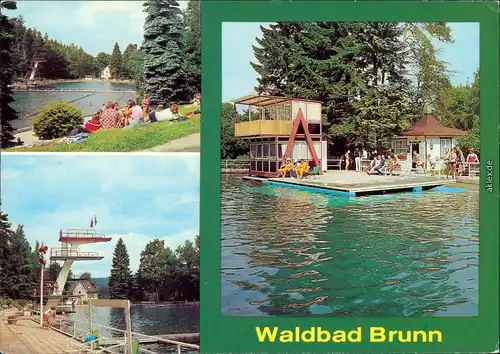 Brunn-Auerbach Vogtland Waldbad Schwimmplatform Beckenrand  Sprungturm 1981