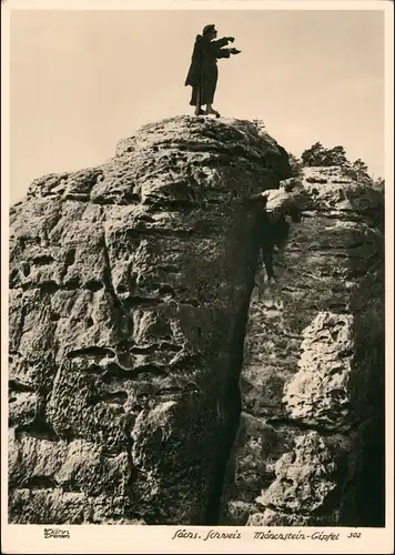 Ansichtskarte Rathen Mönchstein Gipfel (Fotomontage) 1960 Walter Hahn:302