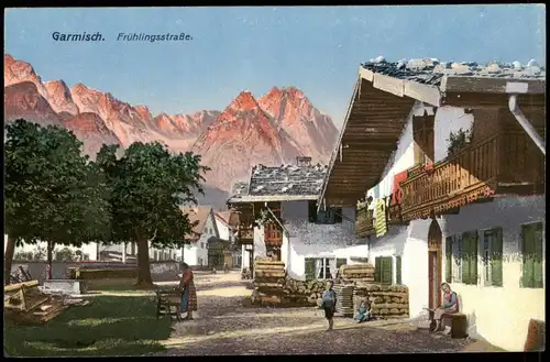 Garmisch-Partenkirchen Frühlingstrasse, "glühende" Alpen-Berge 1922