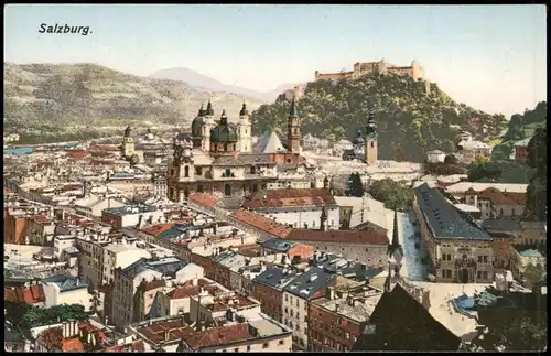 Ansichtskarte Salzburg Panorama-Ansicht Stadt-Ansicht Blick zur Burg 1924