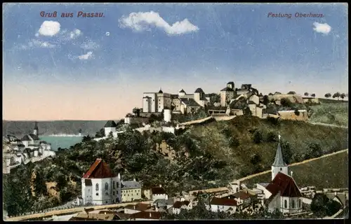 Ansichtskarte Passau Panorama Blick auf Festung Oberhaus 1910