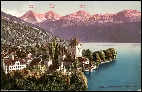 Ansichtskarte Interlaken Thunersee, Blick auf Oberhofen 1910