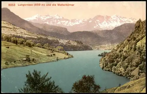 Ansichtskarte .Schweiz Lungernsee (659 m) und die Wetterhörner 1910