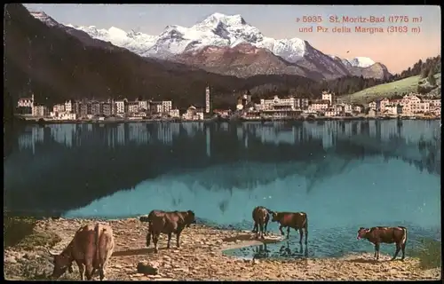 Ansichtskarte St. Moritz St. Moritz-Bad und Piz della Margna 1910