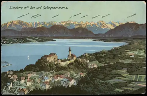 Ansichtskarte Starnberg See und Gebirgspanorama 1917   1. Weltkrieg Feldpost