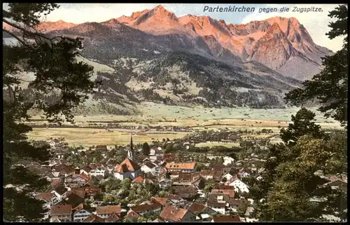 Garmisch-Partenkirchen Panorama-Ansicht Blick gegen die Zugspitze 1910