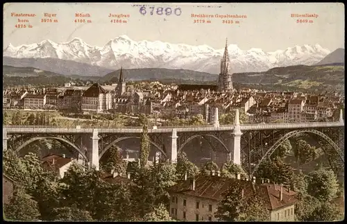 Bern (Schweiz) Berne Panorama-Ansicht Fernansicht der Berge 1908