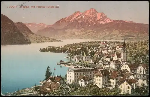 Ansichtskarte Weggis Panorama-Ansicht mit Pilatus 1911