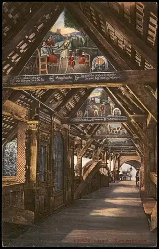 Ansichtskarte Luzern Lucerna Spreuer-Brücke 1910