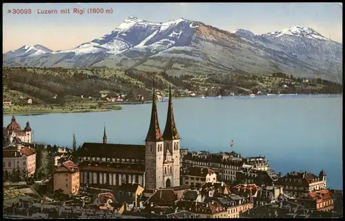 Luzern Lucerna Panorama-Ansicht, See, Rigi, Schweizer Alpen Berge 1910
