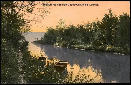 Neuenburg Neuchâtel (Neufchâtel) Lac de Neuchâtel. Embouchure de l'Areuse 1919