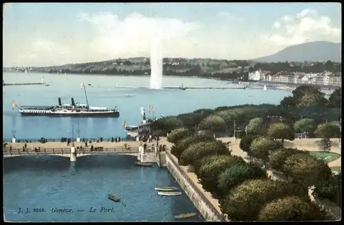 Ansichtskarte Genf Genève Hafen Le Port Harbour-Scene 1910