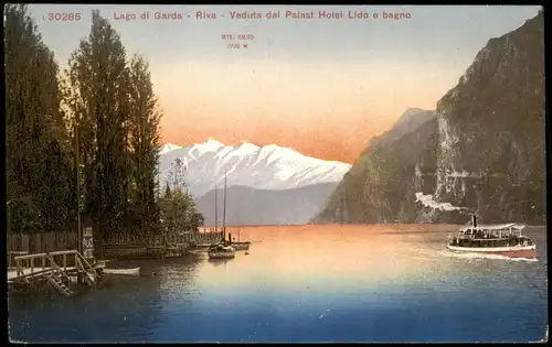 Riva del Garda Lago di Garda Riva Veduta dal Palast Hotel Lido e bagno 1910