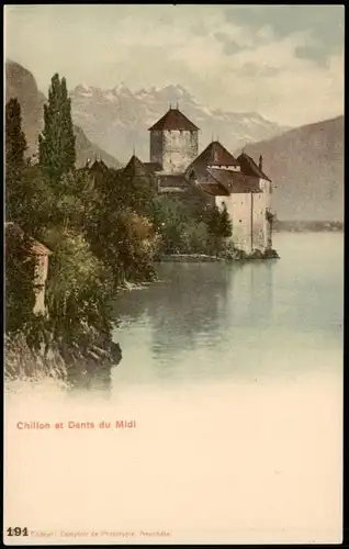 Veytaux Schloss Chillon / Château de Chillon et Dents du Midi 1900