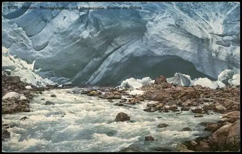 Gletsch Gletsch Rhonegletscher und Rhonequelle Source du Rhône 1920