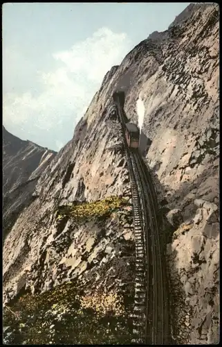 Ansichtskarte Luzern Lucerna Bergbahn Pilatusbahn an der Eselwand 1910