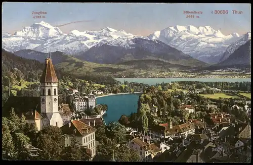 Ansichtskarte Thun Thoune Panorama-Ansicht 1916 Feldpost Stempel Lager Lechfeld