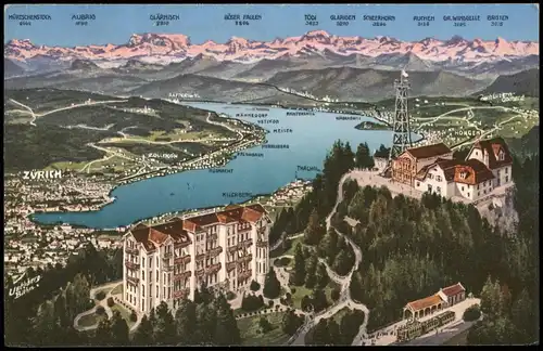 Stallikon Uto Kulm Uetliberg (Stallikon) Umland-Ansicht Zürich 1928