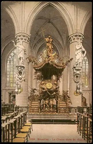 Postkaart Brüssel Bruxelles Bruxelles La Chaire dans St. Gudul 1910