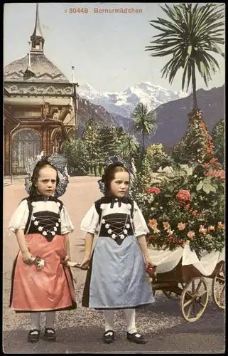 Bern (Schweiz) Berne Berner Mädchen in einheimischer Trachten-Kleidung 1917