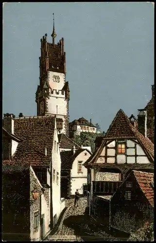 Freiburg im Breisgau In der Insel Fachwerkbauten - Moonlight Mondschein 1911