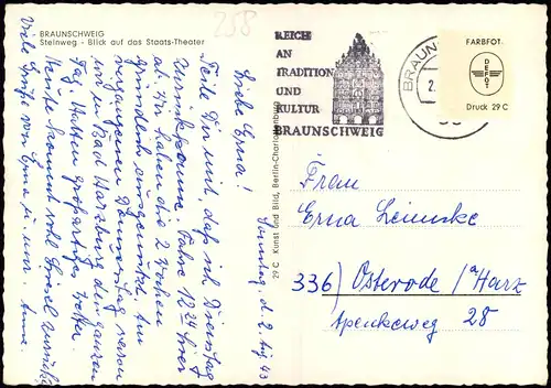 Ansichtskarte Braunschweig Steinweg VW Käfer 1963