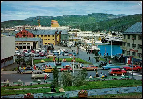 Postcard Hammerfest Stadtpartie, Schiffspoststempel 1979