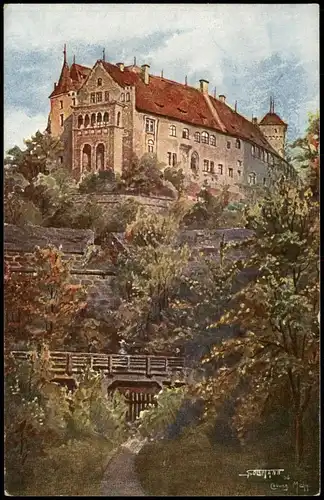 Nürnberg Burg von Westen (Künstlerkarte) Castle Nuremberg 1910