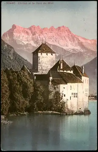 Veytaux Schloss Chillon Château de Chillon et la Dent du Midi 1912