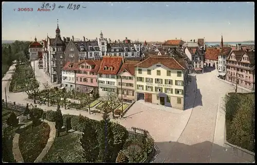 Ansichtskarte Arbon Panorama-Ansicht Stadt Partie am Hotel Couronne 1910