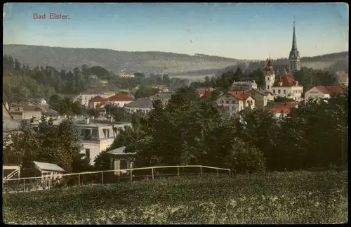 Ansichtskarte Bad Elster Panorama  1917 Bahnpost (Bahnpoststempel Zug 2097)