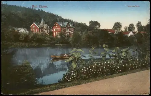 Ansichtskarte Bad Elster Panorama-Ansicht Partie am Louisa-See 1912