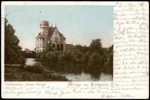 Ansichtskarte Uhlenhorst-Hamburg Uhlenhorst Villa Alster-Partie 1901
