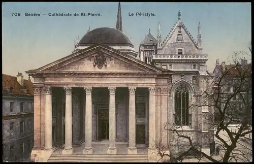 Ansichtskarte Genf Genève Cathédrale de St-Pierre Le Péristyle 1910