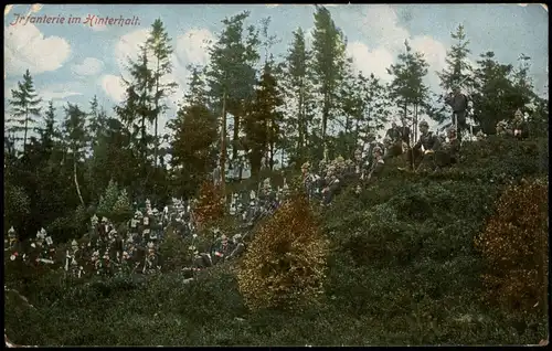 Ansichtskarte  Infanterie im Hinterhalt 1. Weltkrieg 1915   Feldpost gelaufen