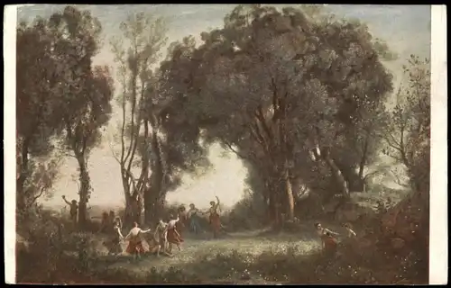 COROT (1796-1875). Une matinée. Künstlerkarte: Gemälde / Kunstwerke Louvre 1914