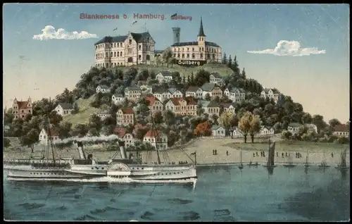 Blankenese-Hamburg Süllberg, Dampfer -Zukunft Künstlerkarte 1912