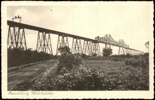 Ansichtskarte Rendsburg Hochbrücke, Weg 1928