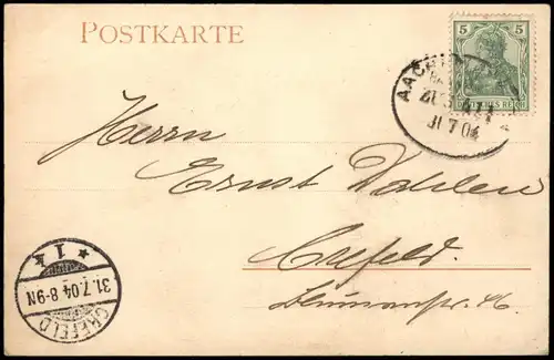 Ansichtskarte Aachen Kurhaus, Straße 1904  gel. Bahnpoststempel